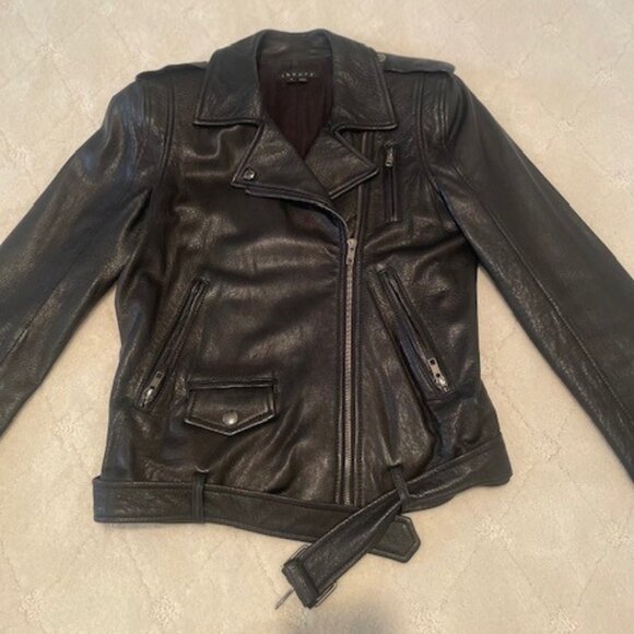 Theory Buttery Soft Leather Moto Jacket - Sz Small - Picture 9 of 15
